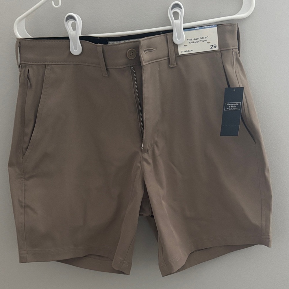 Abercrombie & Fitch Go-To Collection Flat Front Shorts, 7” inseam